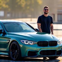 Client Marcus smiling next to his tuned BMW